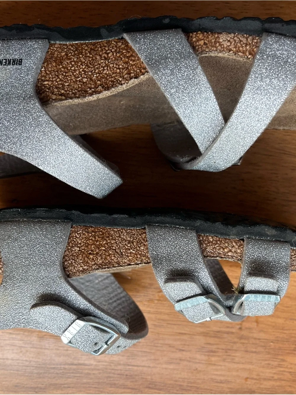 Birkenstock Kids Kumba Silver Glitter Strappy Sandals